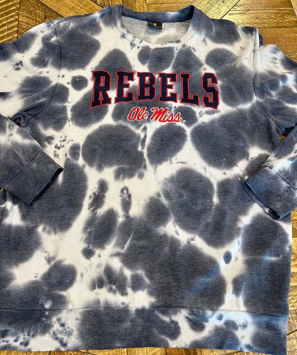Colosseum Ole Miss Rebels Tie Dye Sweatshirt XL Blue White Collegiate